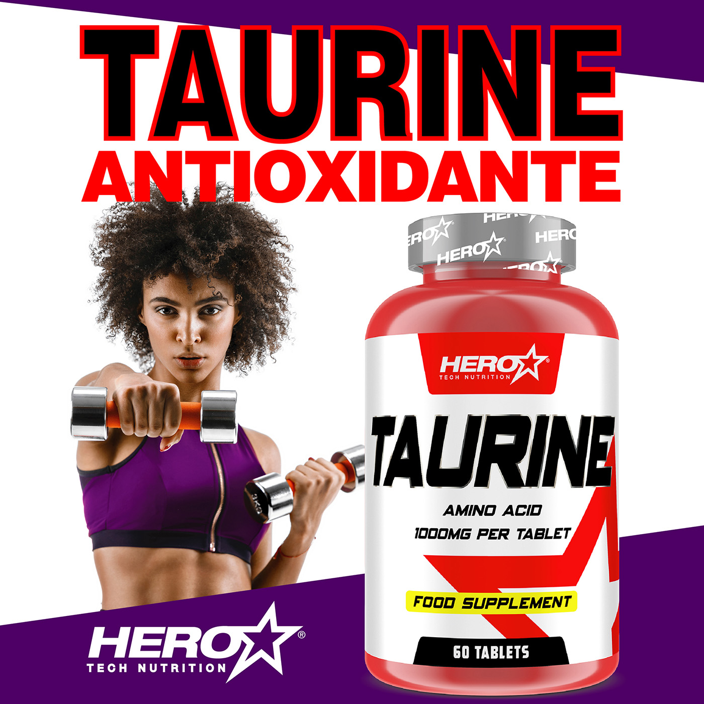 TAURINE TAURINA HERO TECH NUTRITION ANTIOXIDANTE